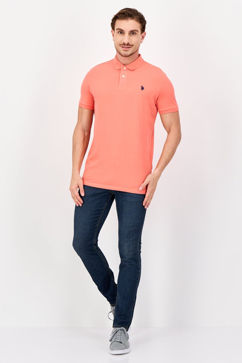 U.S. Polo Assn. Men Regular Fit Short Sleeve Embroidered Logo Polo Shirt, Vermilion - Image 4